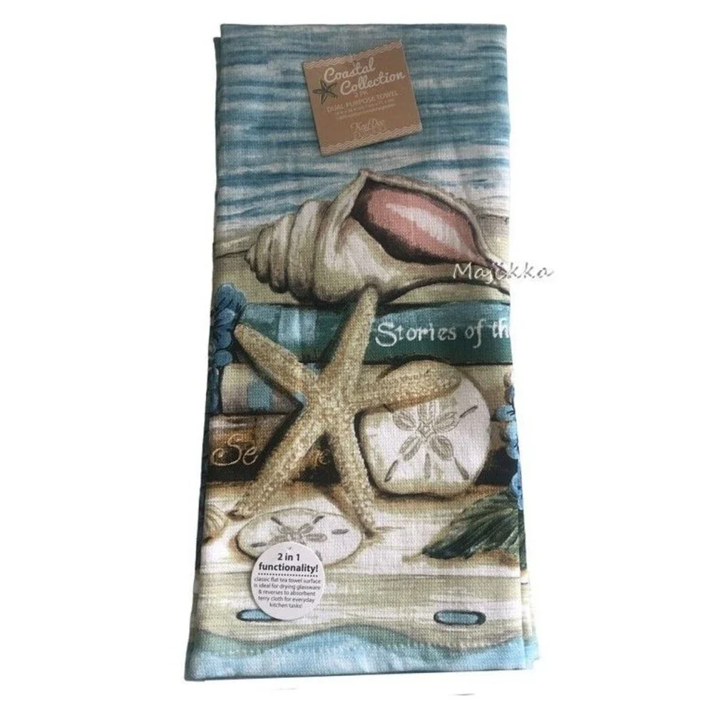 Kay Dee Coastal Kitchen Dish Towels Absorbent 100% Cotton 18x28